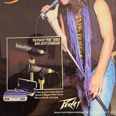 |Original| 1987 Peavey Promotional Ad Featuring Jon Bon Jovi with PVM Series Mic |Framed| image 2