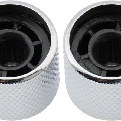 Steel Push-on Dome Knobs with Indicator Dot for Electric Guitar or Precision Bass, Chrome (Set of 2) image 3