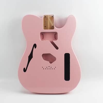 Pink Semi Hollow Guitar Telecaster Tele Style Alder Body image 8