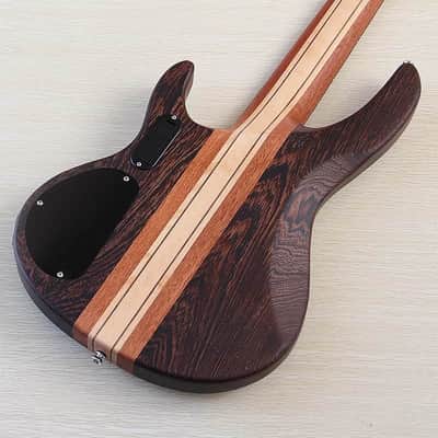 Wenge Wood Custom 5 Electric String Bass, Maple Neck Through image 3