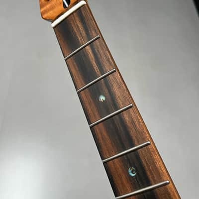AAAAA Tele Ebony Fretboard Roasted flame Maple Electric Guitar Neck Radius 12inch Round stainless steel 22 frets hole 10mm Radius: 12 inches image 3