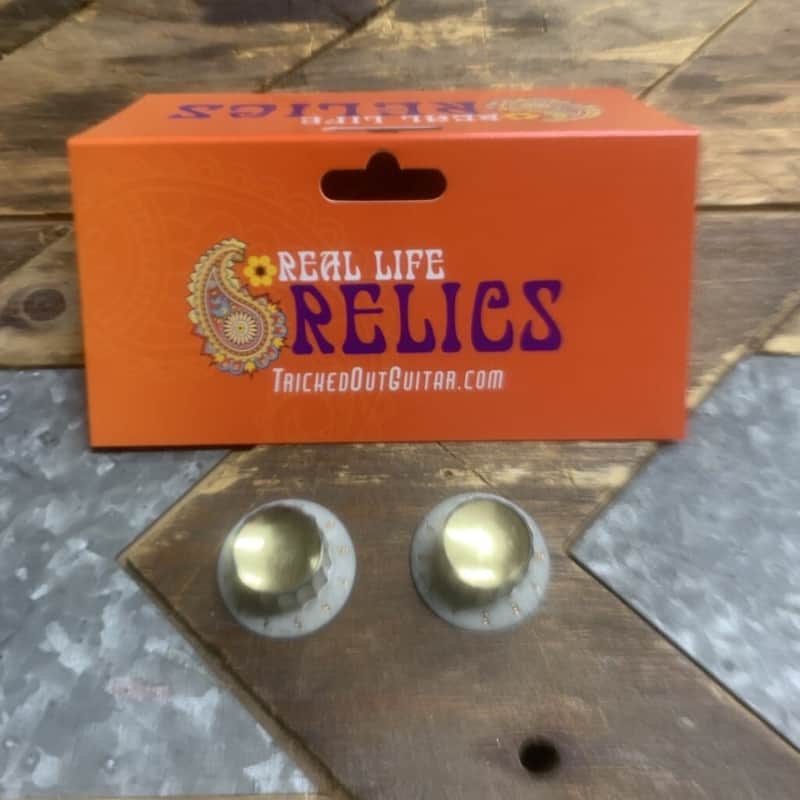 Real Life Relics Vintage Gold Top White Bottom Knobs (Set of 2)   [DM5] image 1