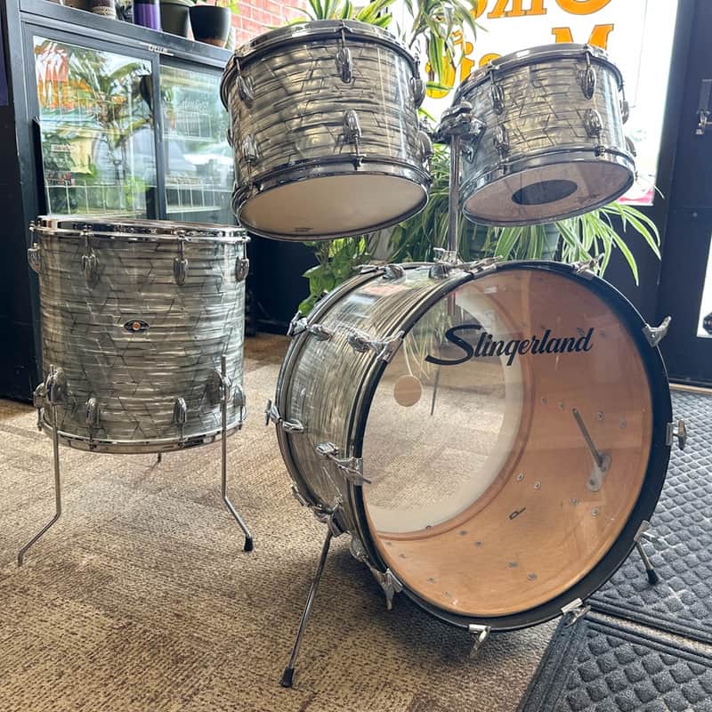 1970's Slingerland 4 Piece Kit - Light Blue Pearl, Drum Set image 1
