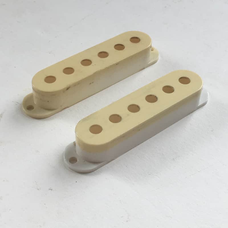 2 Vintage 1980s Fender Japan MIJ Strat Pickup Covers Stratocaster Relic #31276 image 1