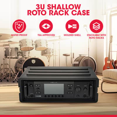 SKB Shallow Rack 3U - Roto-Molded for Durability & Impact Resistance, Waterproof & Stackable Design, with Twist Latches & Rubber Feet - Ideal for Secure Equipment Storage & Transport, Black image 2
