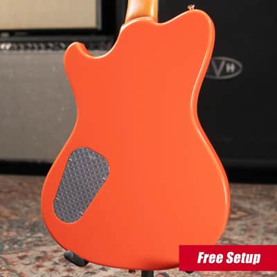 Powers Electric A-Type PF42 Hollow Body Guitar - Continental Orange with Gig Bag image 2