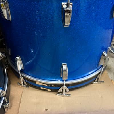 Ludwig Vintage Drumset 22”-12”-13”-16” 1970s - Blue Sparkle image 9