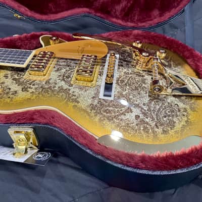 Gretsch Gretsch Guitars G6134TG Limited-Edition Paisley Penguin w/String-Thru Bisgby Electric Guitar Gold Paisley 2025 - Gold Paisley & Black image 3