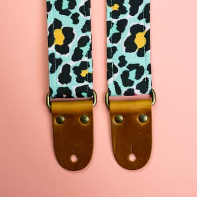 Mr.Strapsky Pink Cheetah Guitar Strap Bass Strap With Italian Satin image 6