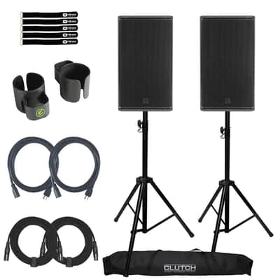 RCF NX-912A Active 12" 2-Way Powered Active PA DJ Speakers Pair w Stands image 1