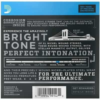 D'addario EXL157 Baritone Electric Guitar Strings Medium Gauge image 2