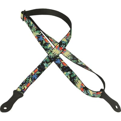 Levy's MP23UKE 1" Poly Tropical Parrot Print Leather Ends Mandolin/Uke Strap image 1