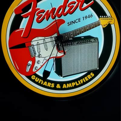 Fender Musical Instruments Dealer Style Light Up Clock Killer Cool Man Cave/Garage/Bar Item Strat & Twin Reverb image 4