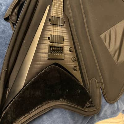 2021 Solar Guitars V1.6AFBB Flying V in Flame Black Burst with Gigbag image 3