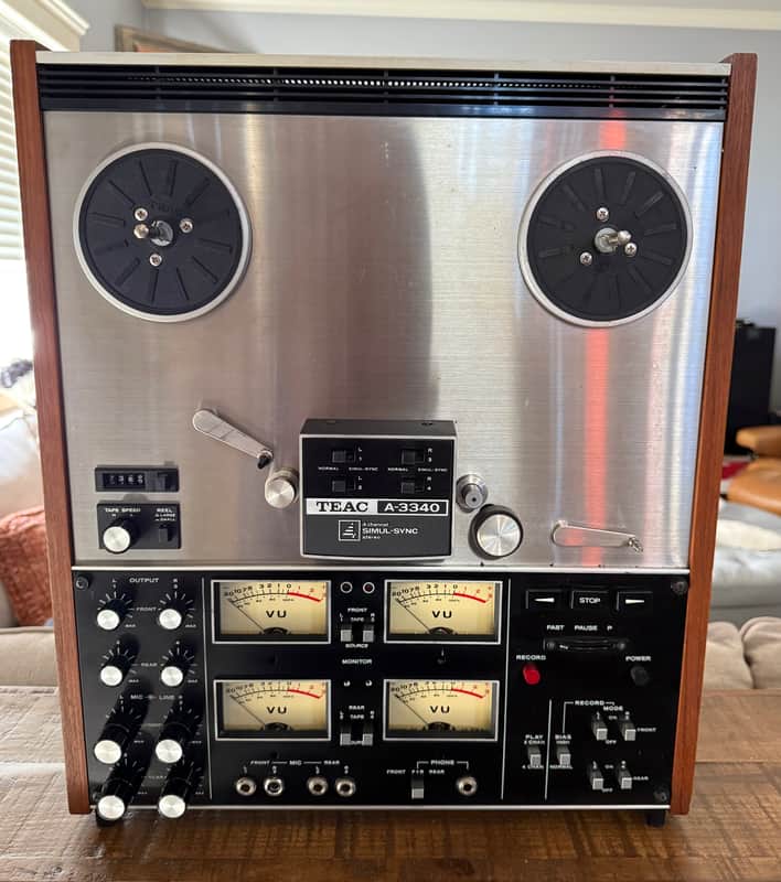 TEAC A-3340S 1/4" 4-Track Reel to Reel Tape Recorder 1970s - Silver image 1