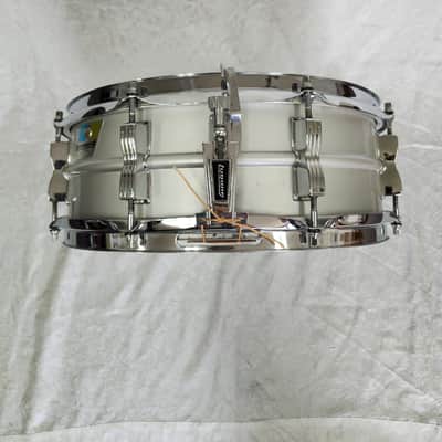 Ludwig No. 404 Acrolite 5x14" 8-Lug Aluminum Snare Drum with Pointed Blue/Olive Badge 1969 - 1979 - Matte Aluminum image 8