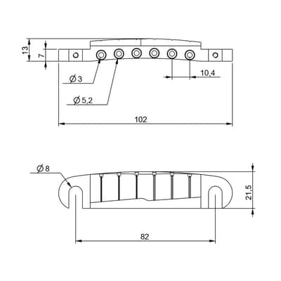 ABM 3025 Modern Compensated Wraparound Bridge Tailpiece (Chrome, Brass) image 4