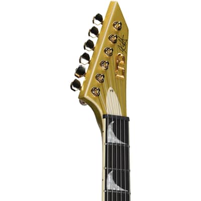 ESP LTD Kirk Hammett KH-V Electric Guitar (with Case), Metallic Gold image 3