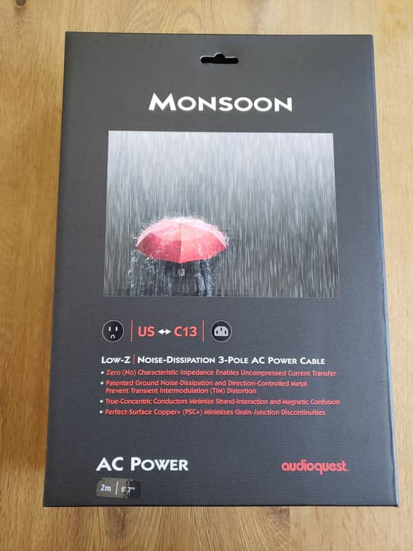 AudioQuest Monsoon 15A 6.6 Feet Low-Z/Noise-Dissipation 3 Pole AC Power Cable 2020 image 1