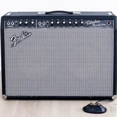 1966 Fender Vibrolux Reverb Black Panel Vintage Tube Amp w/ Jensen C10N, Ftsw image 2