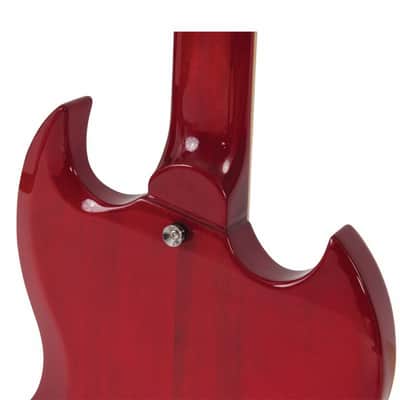 Vintage LVS6 Left Handed Electric Guitar, Cherry Red image 2