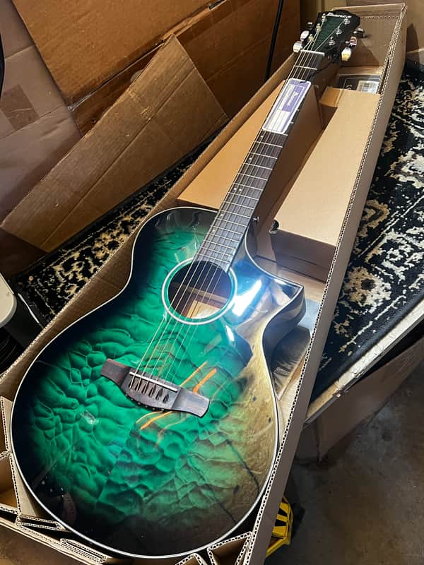 Ibanez AEWC16QA 6-String Acoustic-Electric Guitar - Transparent Emerald Burst image 1