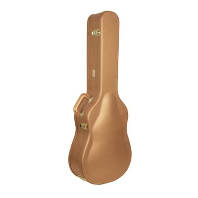 Crossrock Designer Series- Universal Wooden Case for Gibson Acoustic J45, Martin Dreadnought Guitars- Security Lock, Metal Feet, Storage Space- Luxury Gold image 2