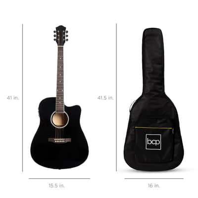 Best Choice Products 41in Beginner Acoustic Electric Cutaway Guitar Set w/ Case, Strap-Blue image 7