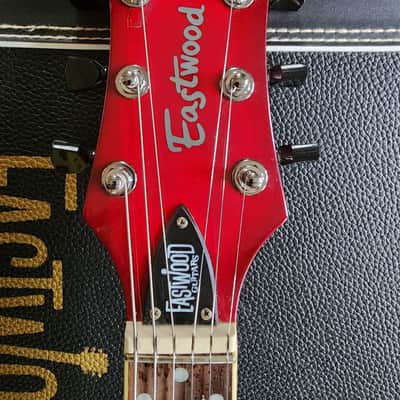 Eastwood Airline Custom K-200 Deluxe semi-hollow double-cut Bigsby w/hsc 2015 - red burst image 8