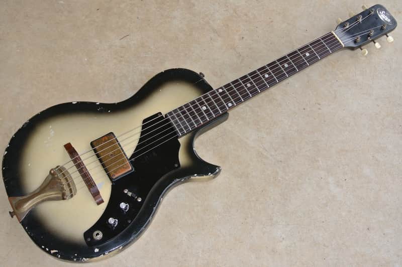 1959  Supro Super  / Thunderstick Guitar with Case  - Silverburst Finish image 1