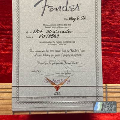 Fender Custom Shop '54 NOS - John Page era - Stratocaster 1994 Blonde image 3