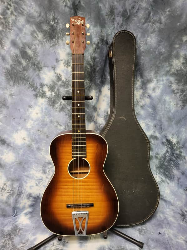 Vintage 1963 Regal by Harmony Stella 3/4 Size Parlor Guitar Faux Tiger Stripe Neck Reset Pro Setup New Strings Original Soft Shell Case image 1