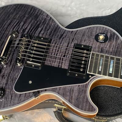 NEW! Gibson Dealer Select Custom Shop Les Paul Custom AAA Figured Flame Top - Transparent Black / Natural Back - Authorized Dealer - 8.8 lbs - G06805 image 2