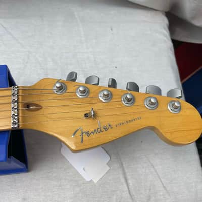 Fender PARTS Stratocaster - 1999 American Deluxe neck on 1983 Dan Smith-era Standard Strat body with Case - Transparent Teal image 10