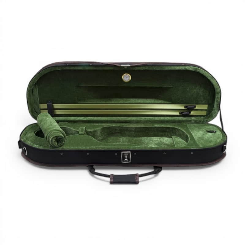 4/4 Full Size Half-Moon Violin Hard Case with Hygrometer – Lightweight Suspension Professional Case image 1