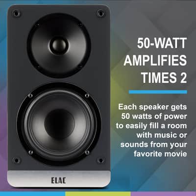 ELAC Debut ConneX 4-1/2" Powered Bookshelf Speakers with HDMI ARC, Pair of Bookshelf Speakers for Home Entertainment System, Black image 3