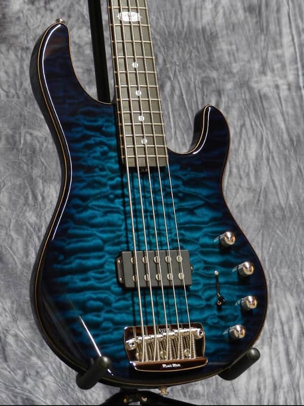 Ernie Ball MusicMan BFR StingRay 5H 20th Anniversary Tahitian Quilt. #6 of 10 StingRay 5H 2007 Tahitian Blue Quilt-Matching Headstock-Tahitian Blue Birdseye Neck image 1