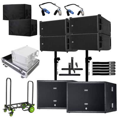 RCF HDL6-A Active Line Array Speakers 4 Pack w SUB-8006AS 18" Subwoofers Pk image 1