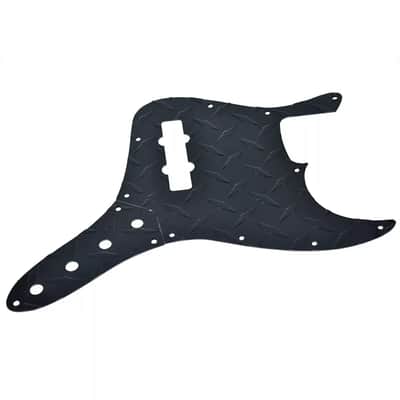 Jazz Bass Diamond Plate Metal Pickguard and Control Plate - Black image 2