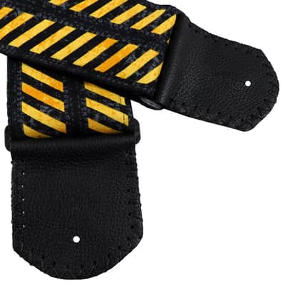 Yellow and Black Caution Tape Handmade Guitar Strap image 5