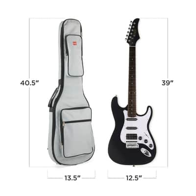 Beginner Electric Guitar Kit w/ Headphone Amp, Padded Gig Bag, Headphones - Black image 2