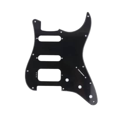 Brio 11-Hole Modern Style Strat HSS Pickguard for American Stratocaster Black Gloss 1 Ply image 1