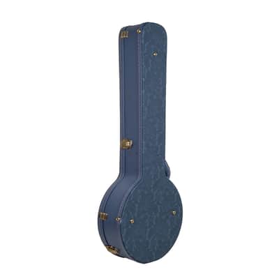Crossrock Relief Series Banjo Case for 5-String Resonator | Carved Smoke Blue Finish, Monochrome Blue Velvet Interior, Lock – Premium Wooden Hardshell image 6