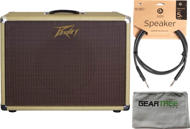 Peavey 112-C 1x12 Guitar Speaker Cabinet, Tweed w/ Speaker Cable and Cloth image 1