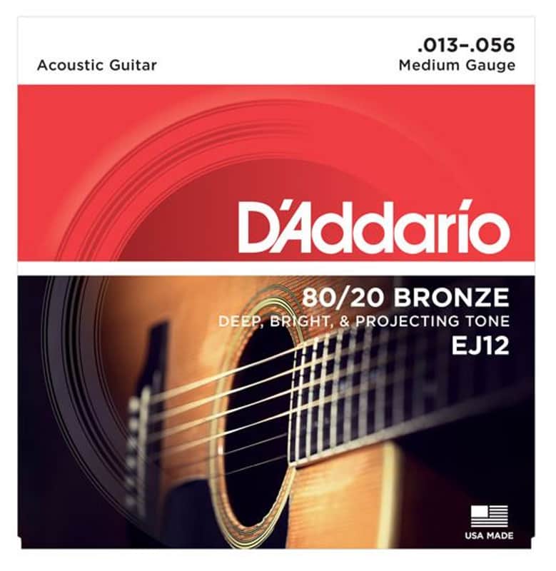 D'Addario EJ12 80/20 Bronze Acoustic Guitar Strings, Medium, 13-56 image 1