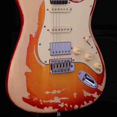 Dhatarattha HSS Strat-Style – Cherry Sunburst Nitro Heavy Relic image 5
