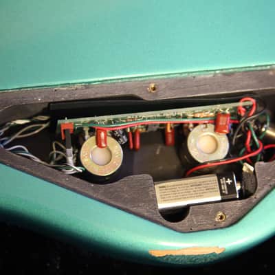1993 Fender USA Precision Plus Deluxe , "Longhorn" or "Boner" bass, Caribbean Mist image 12