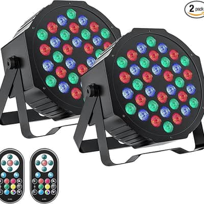 LED Par Lights DJ Stage Light Corded RGB 36 LED with Sound Activated Remote Control DJ Uplighting for Wedding Party Club Christmas Stage Lighting (2 Packs) image 1