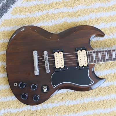 Aria Pro II SG Double Cut DiMarzio PU Antique Brown image 2