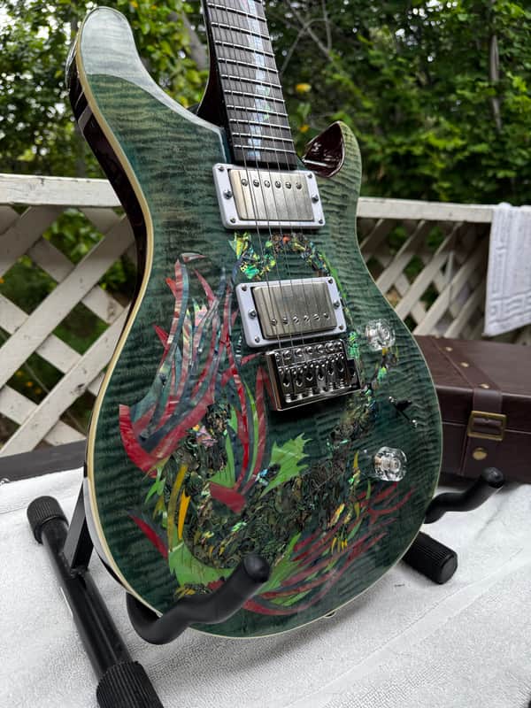 Firefly FFPR heavy modded• Abalone/Paua shell/Foil Sea Dragon (PRS Dragon‑Style) • PRS 85/15 “S” • CTS Electronics • Coil Split • Locking Tuners • Hard Case image 1